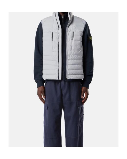 Stone Island Gray Down Vestwithanti-Drop Finish for men