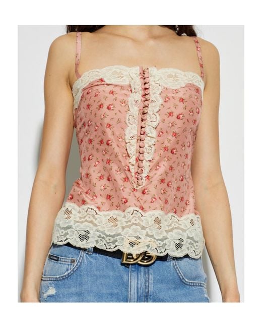 Dolce & Gabbana Pink Floral Motif Top
