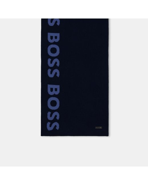 Boss Blue Two-Tone Knit Beanie for men