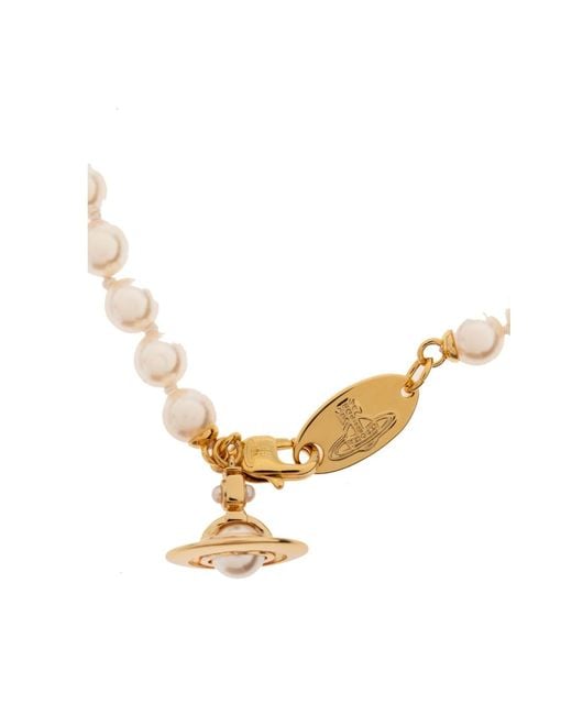 Vivienne Westwood Metallic Simonetta Pearl Necklace