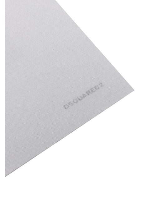 DSquared² White Logo Detailed Pocket Square for men
