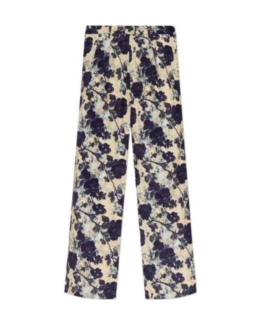 R13 White Floral-Print Pleated Trousers
