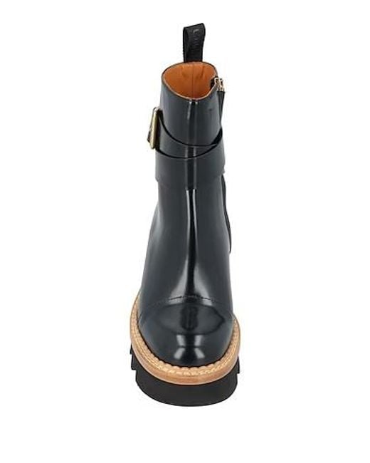 Chloé Black Patent Leather Block-Heel Boots