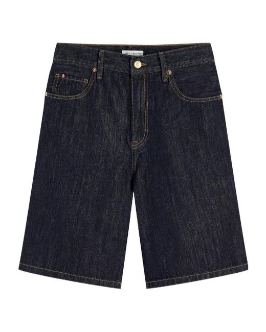 Tommy Hilfiger Blue High Rise Straight Denim Bermuda Shorts