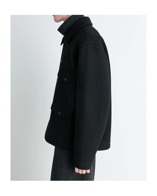 Lemaire Black Patch-Pocket Long-Sleeved Shirt Jacket for men