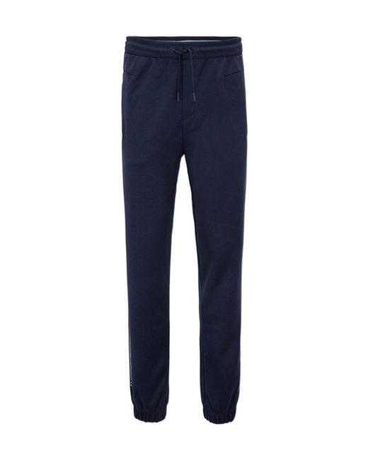 Boss Blue Logo-Laced Sweatpants for men