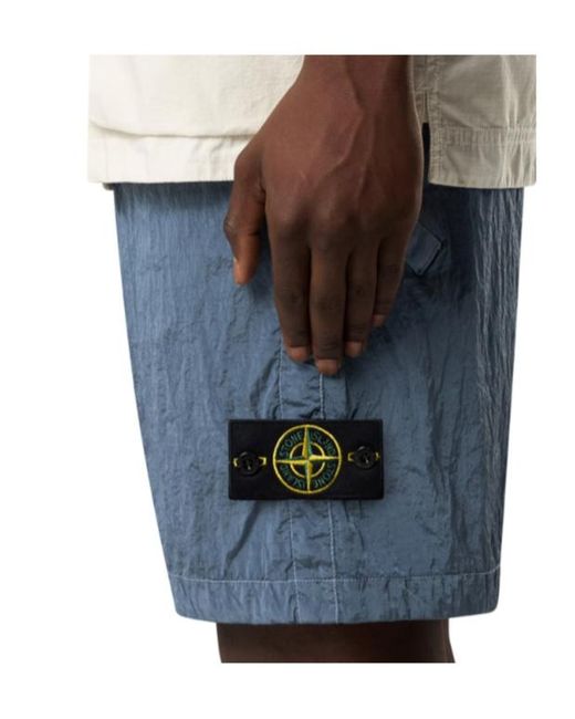 Stone Island Blue Comfort-Fit Shorts With Elasticated Waist for men