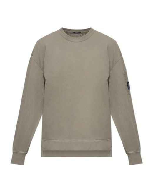 C P Company Gray Lens-Detail Crew Neck Sweatshirt for men