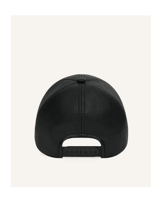 Courreges Black Ac Leather Cap for men