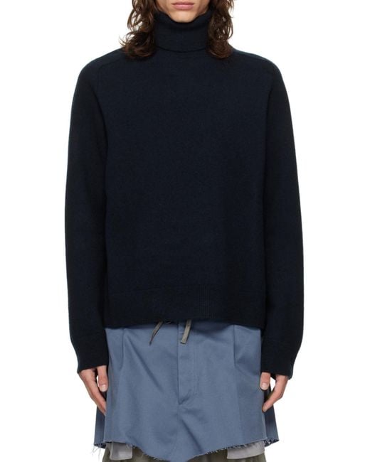 Maison Margiela Blue Roll-Neck Knitted Jumper for men