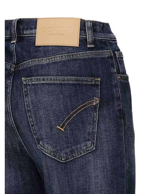 Dondup Blue Logo Detail Straight-Leg Jeans