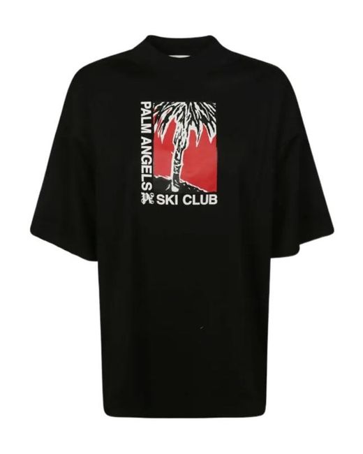 Palm Angels Black Patterned Printed T-Shirt