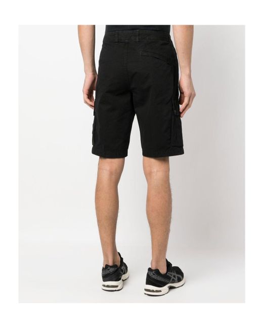 Stone Island Black Compass Patch Cargo Shorts for men
