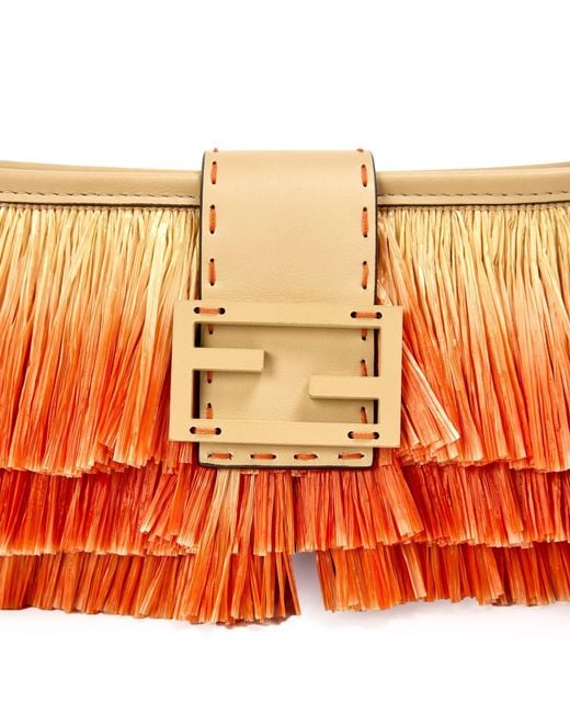 Fendi Red Raffia Baby Shoulder Bag
