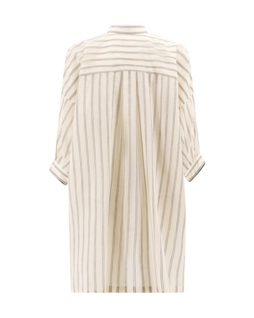 Brunello Cucinelli White Striped Buttoned Shirt