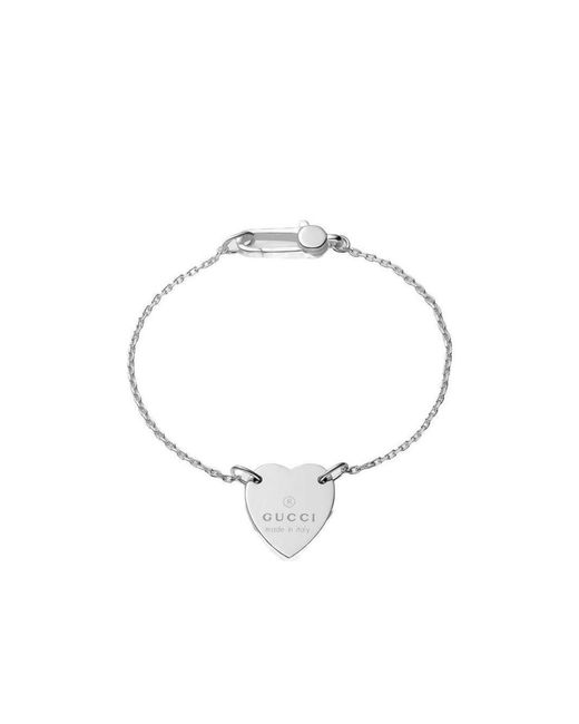 Gucci Metallic Trademark Bracelet With Heart Pendant