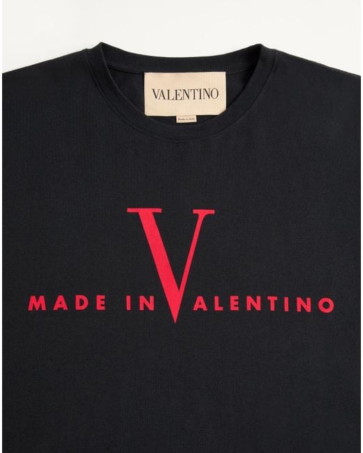 Valentino Black Logo Printed Crewneck T-Shirt for men