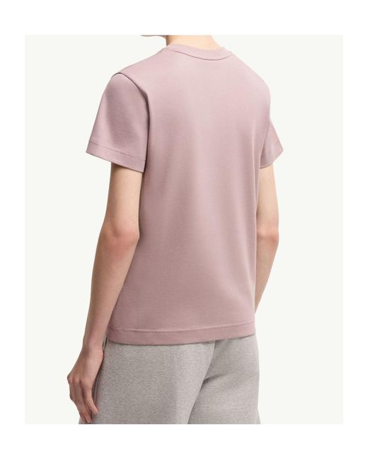 Moncler Pink Logo Patch Cotton T-Shirt
