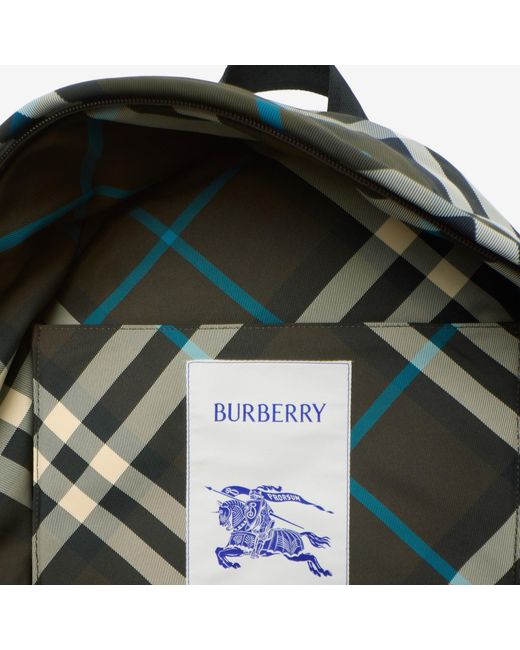 Burberry Green Shield Checked Zipped Backpack for men