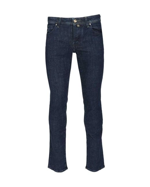 Jacob Cohen Blue Logo Patch Slim Fit Jeans for men