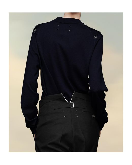 Maison Margiela Blue Long-Sleeved Crewneck Jumper