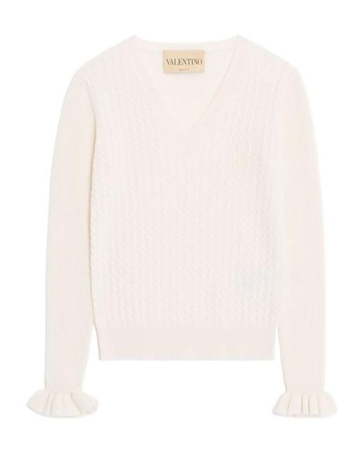 Valentino Natural Embroidered Cashmere Jumper