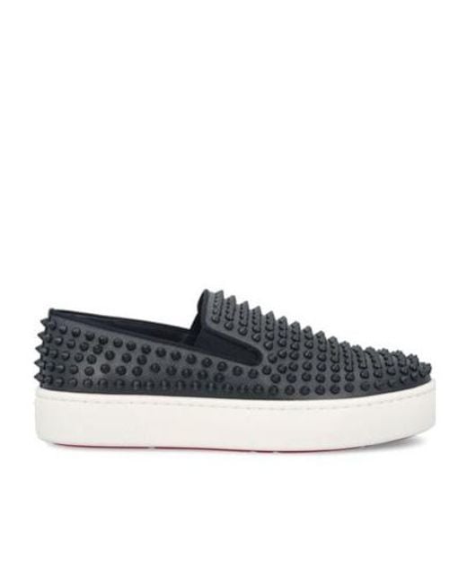 Christian Louboutin Black Spikeboat Slip-On Sneakers for men