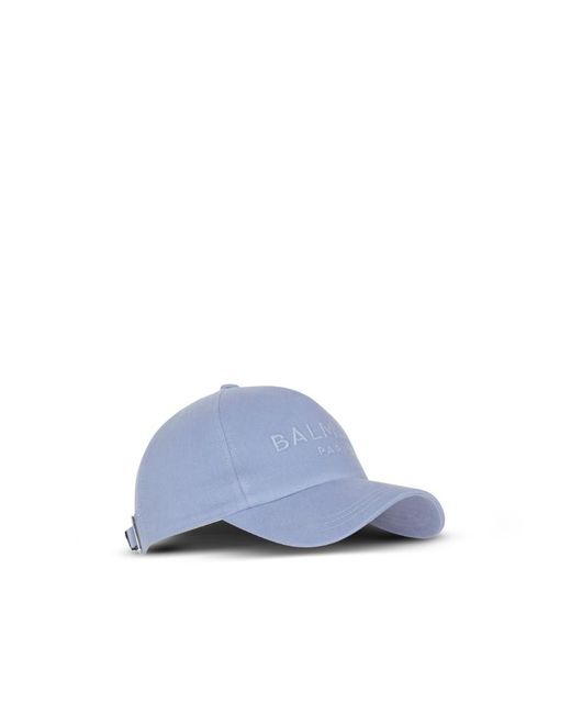 Balmain Blue Logo Embroidered Curved-Peak Baseball Cap for men