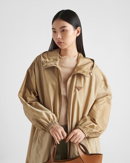 Prada Natural Belted Hooded Raincoat
