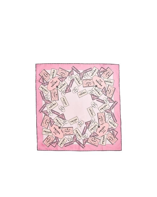 Prada Pink Pattern-Printed Twill Scarf