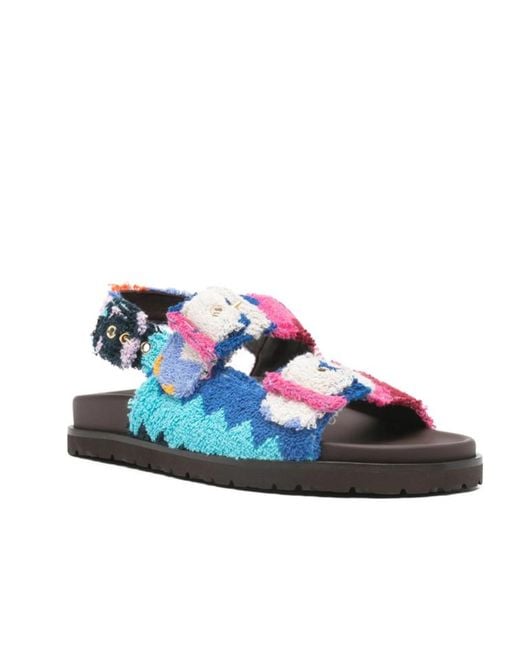 Missoni Blue Mia Zig-Zag Double Strap Sandals