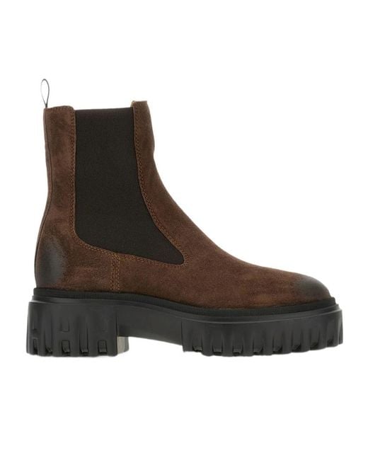 Hogan Brown Slip-On Chelsea Boots