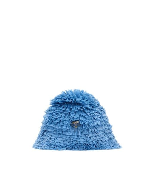 Prada Blue Triangle-Logo Bucket Hat