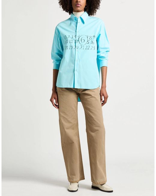 MM6 by Maison Margiela Blue Solid Color Printed Shirt