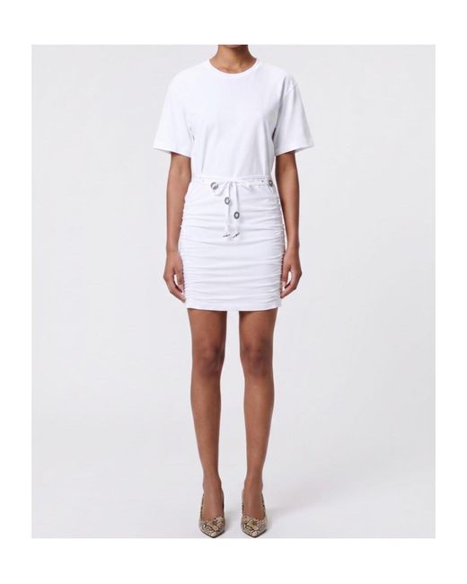 Pinko White Anguillara Ruched Mini Dress