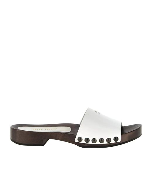 スリッポン Miu Miu Patent leather clogs 30mm Miu Miu Patent Leather Clogs in White | Lyst