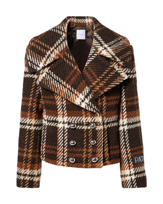 Patou Brown Check Double-Breasted Casual Jacket