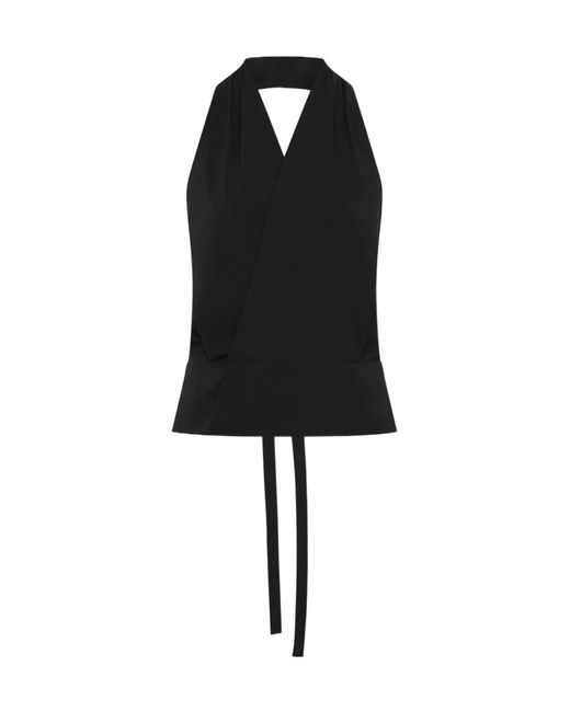 St. Agni Black Halterneck Wrap Top
