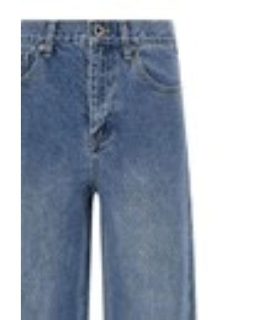 Self-Portrait Blue Embellished Denim Straight Leg Jeans