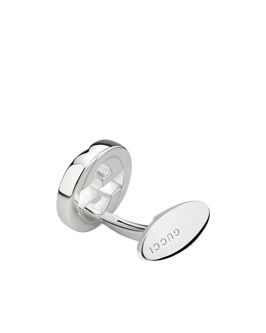 Gucci White Interlocking Cufflinks for men
