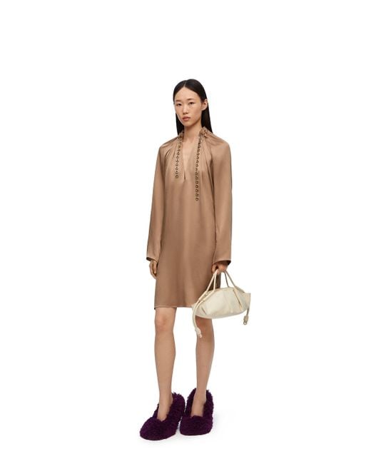 Loewe Natural Long-Sleeved Chained Dress
