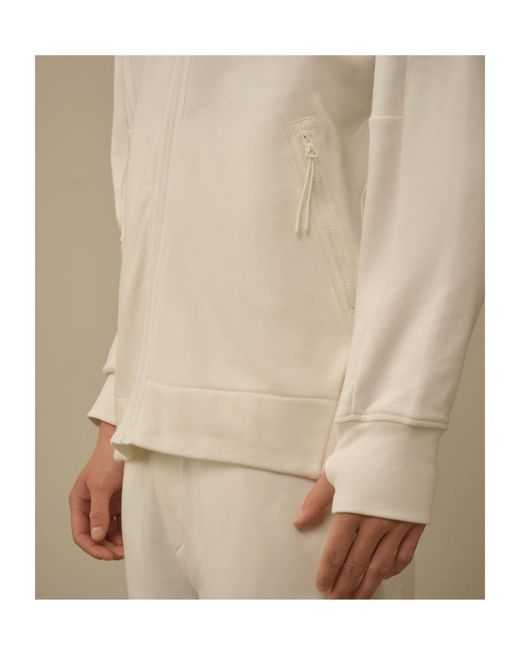 C P Company Natural Diagonal Raised Fleece Goggle Sweatshirt for men