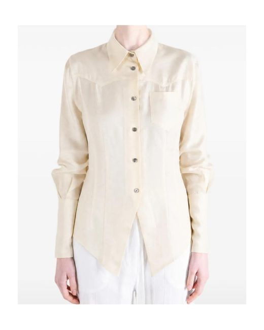 Enfants Riches Deprimes Natural Western-Style Silk Shirt