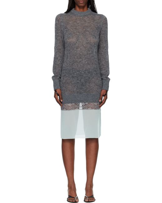 Coperni Gray Knitted Patchwork Dress