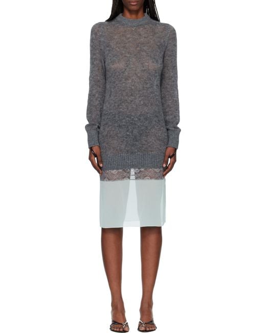 Coperni Gray Knitted Patchwork Dress