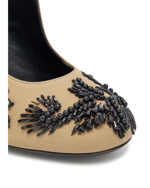 Dries Van Noten Metallic Beaded Woven Wedge Pumps