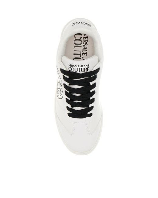 Versace Jeans White Couture Logo Printed Sneakers for men