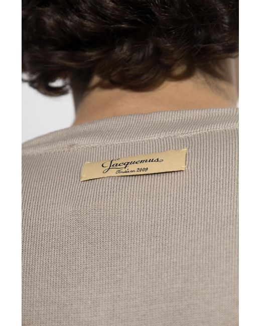 Jacquemus Gray V-Neck Long-Sleeved Knit Top for men