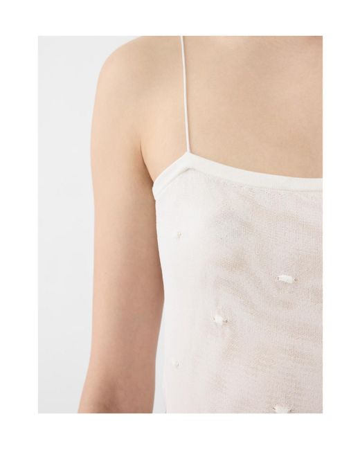 Jacquemus White The Plumetis Knitted Tank Top