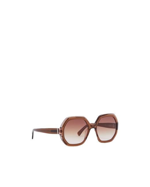Longchamp Pink Geometric Frame Sunglasses